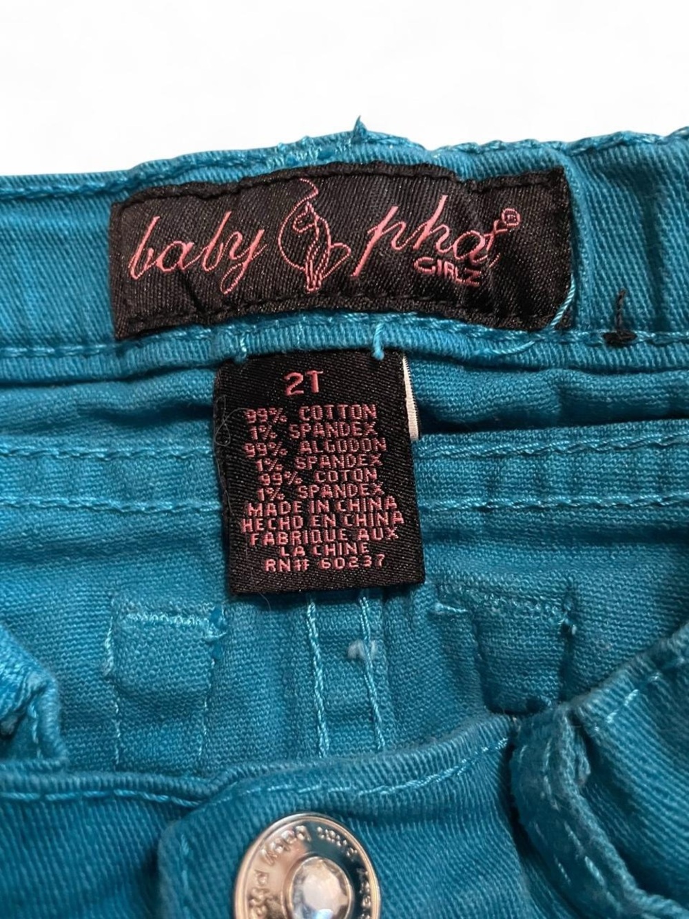 Baby Phat Teal Distressed Denim Skirt for Kids - Picture 3 of 5